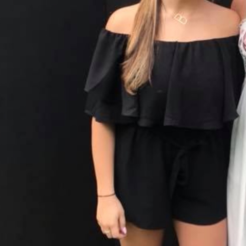 Off the shoulder black romper